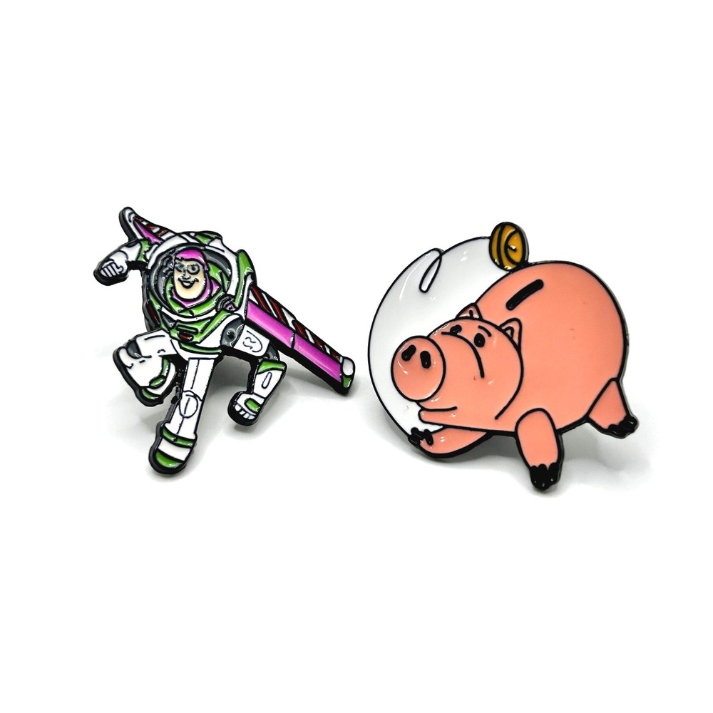 Buzz Lightyear Hamm Toy Story Lapel Pin Set Unisex OS Multi Enamel Disney Pixar